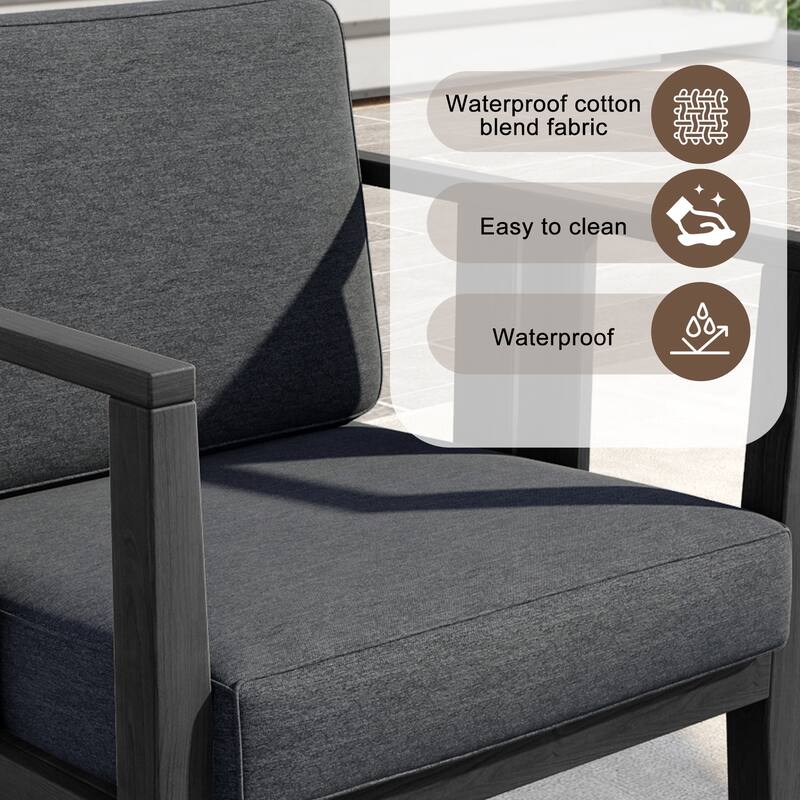 Uixe 3-piece Teak Solid Wood Outdoor Arm Chairs with Side Table Set