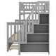 preview thumbnail 7 of 7, Grey Twin over Full Bunk Bed with Trundle. with Multiple Storage Spaces and Stairs with Handrails
