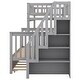 preview thumbnail 7 of 24, Lodge Design Twin over Full Wood Bunk Bed with Trundle,Staircase with Storage Shelves,High Safety Guardrail