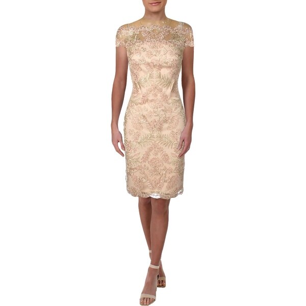 pink and gold cocktail dress