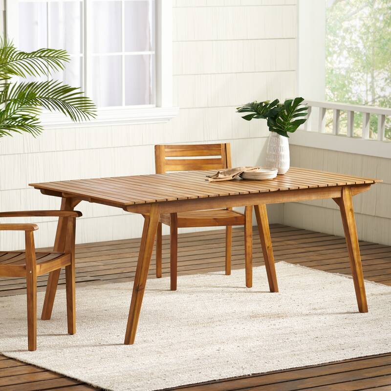 69 Inch Acacia Wood Dining Table Solid Wood Outdoor Weather Resistant