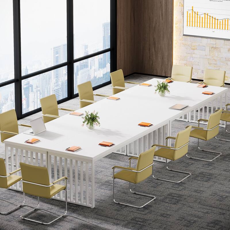 Small Conference Room Table for 4, Industiral Long Meeting Table - 2-pieces
