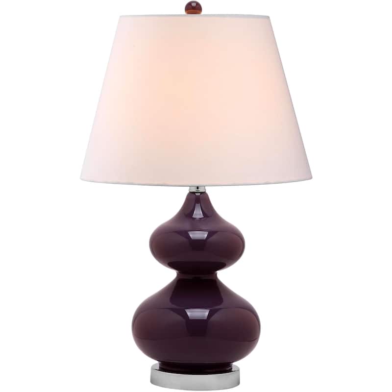 SAFAVIEH Lighting Kimberely 24-inch Double Gourd Glass White Table Lamp (Set of 2) - 14"x14"x24" - 14Wx14Dx24H