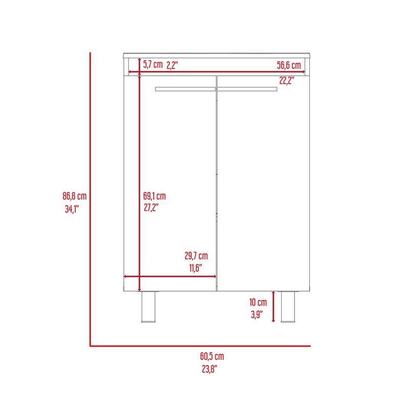 Compact Free-Standing Vanity with Resin One-Hole Sink, 23.8-Inch Wide, Stylish and Durable - 23.8in L