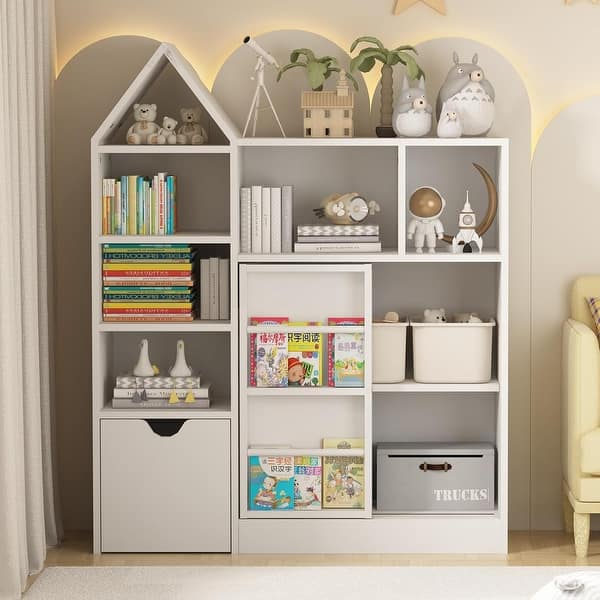 slide 2 of 5, Kids Toy Storage Organizer & Bookshelf with Movable Drawers