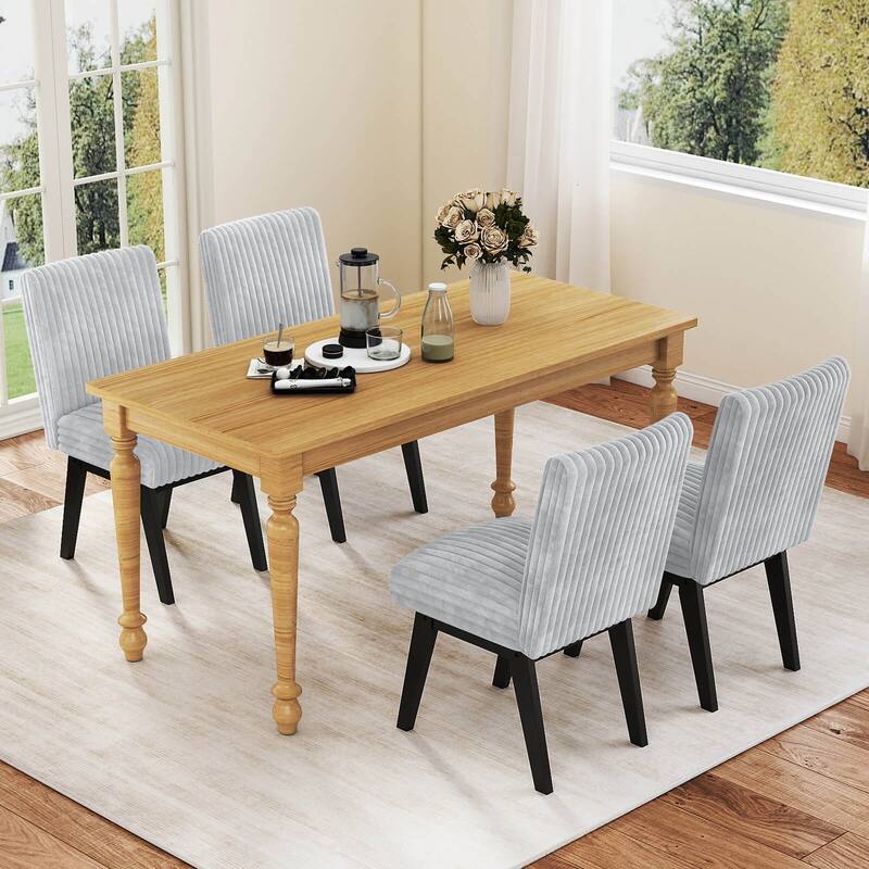 Costway Dining Chairs Set of 2/4 with Padded Seat, Rubber Wood Legs &