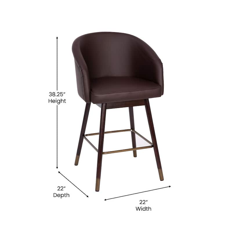 Upholstered Counter Stool with Wooden Legs