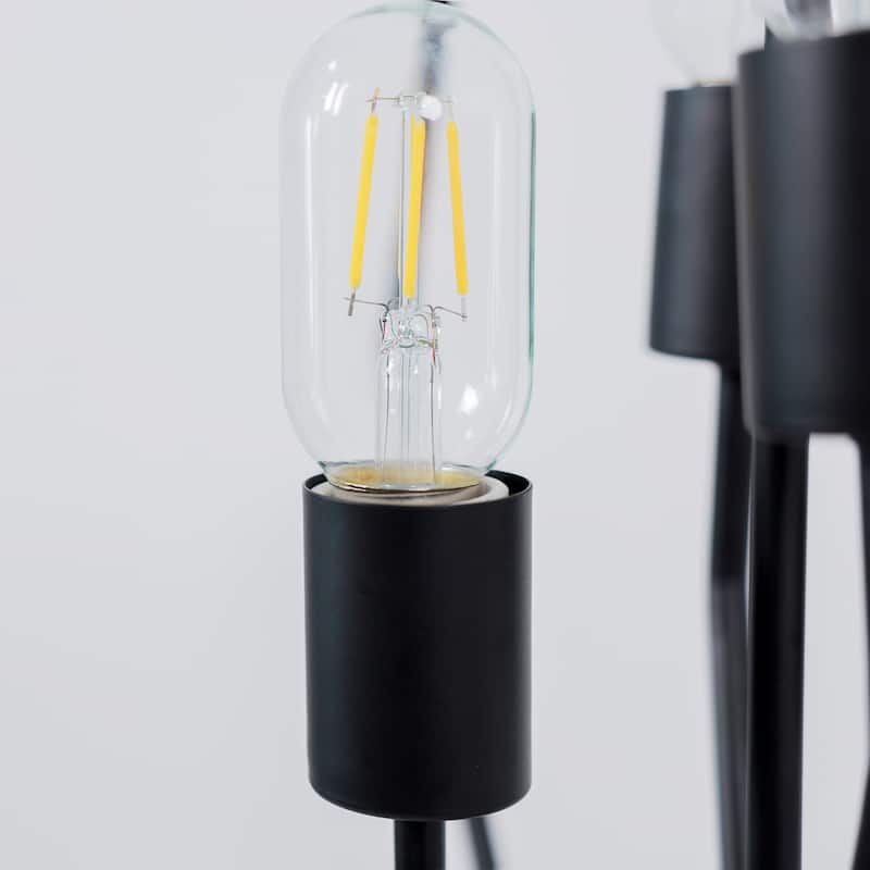Modern Black 4-Light 18" W Lantern Chandelier Geometric Kitchen Island Pendant Light - Dia.17.9"xH35.2"