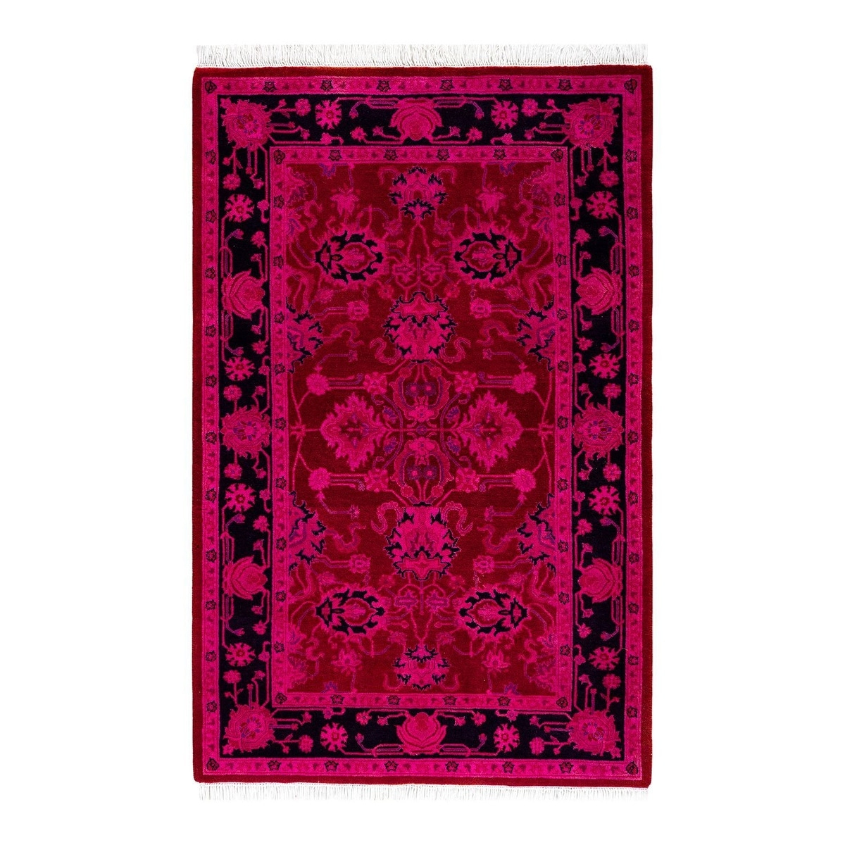 Overton Hand Knotted Wool Vintage Inspired Modern Contemporary Overdyed Pink Area Rug - 2' 8" x 4' 3"