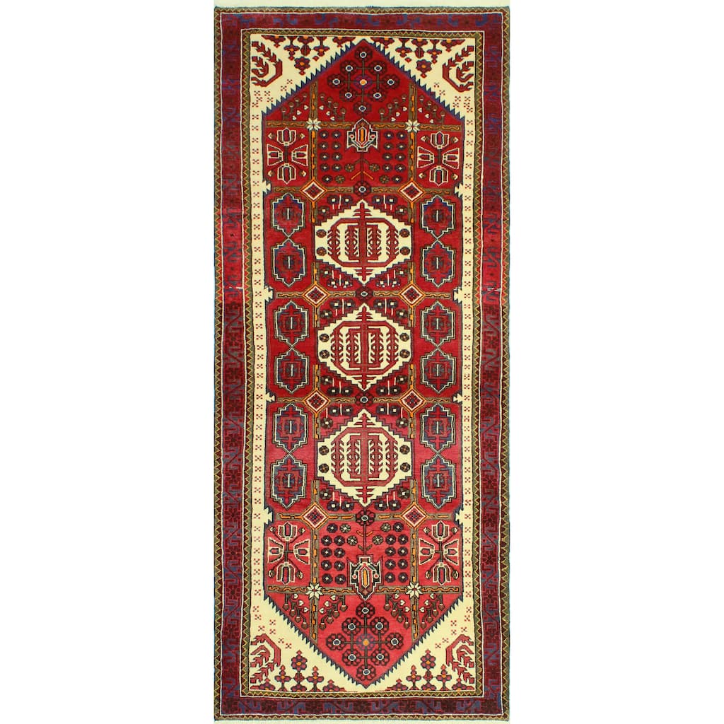 Fine Vintage Distressed Arlette Red/Ivory Runner - 3'10" x 9'8"