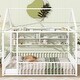 preview thumbnail 32 of 40, Full Size Metal Bed House Bed Frame with Fence and Four Metal Grid Shelves