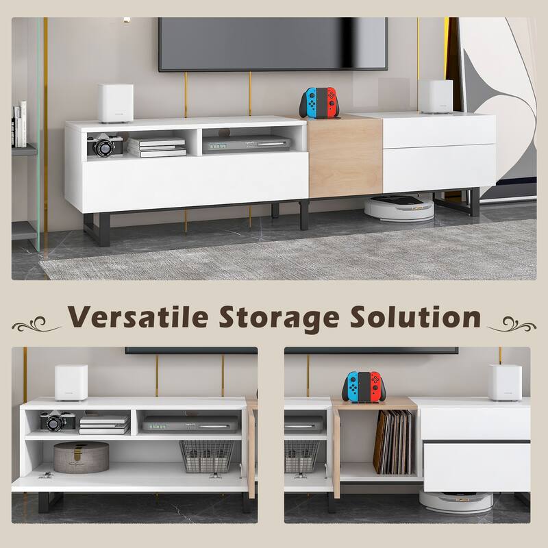 Modern TV Stand for 80'' TV with Double Storage Space