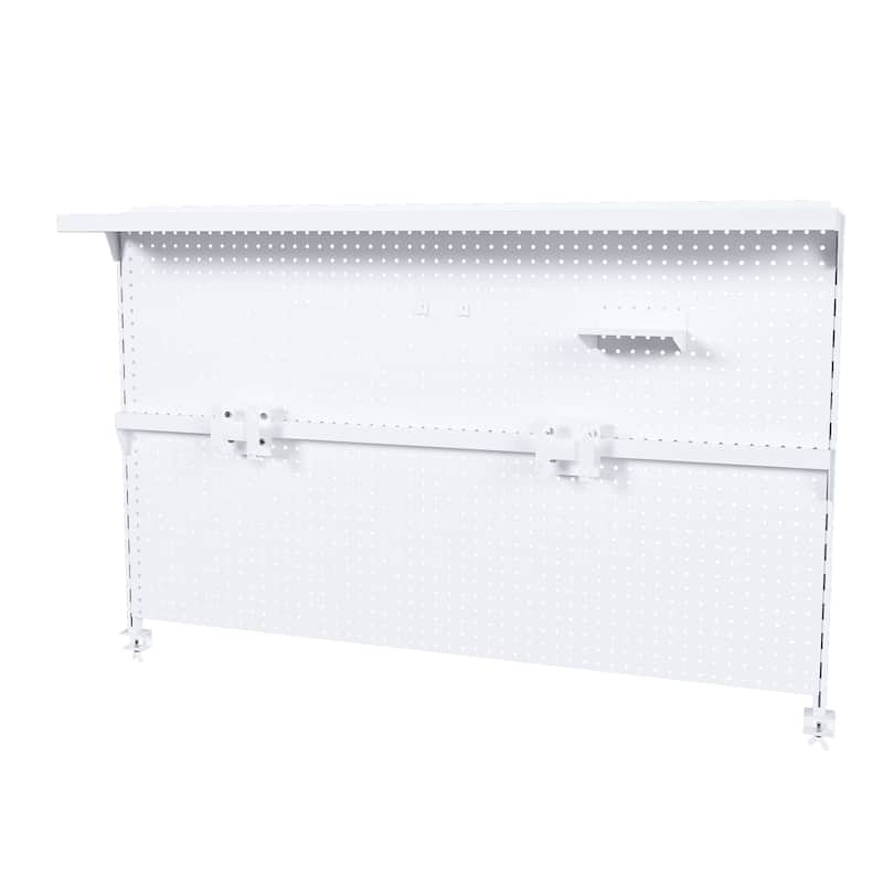 Anmytek Metal Desk Mounted Pegboard Monitor Stand Office Organizer Storage Riser White Modern