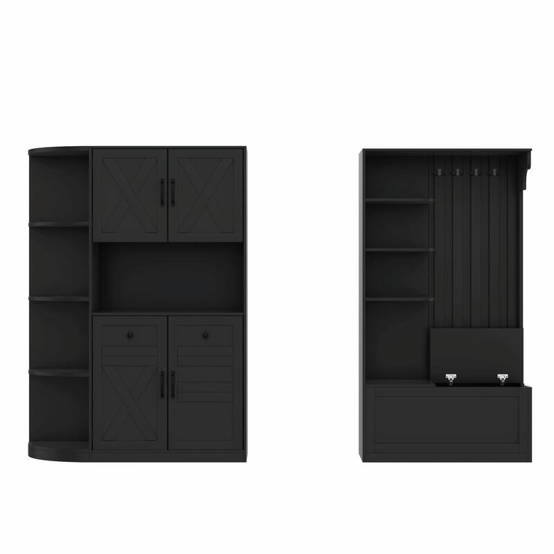 Multifunctional Left-Right Combination Hall Cabinet with Storage and 4 Hooks