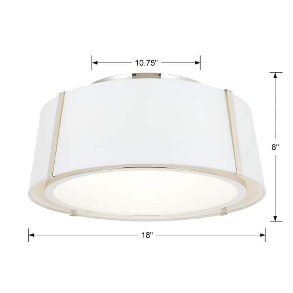 Fulton 3 Light Polished Nickel Ceiling Mount - 18'' W x 8'' H