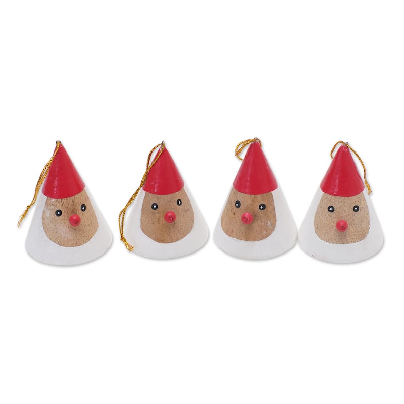 Novica Handmade Mr. Santa Wood Ornaments (Set Of 4)