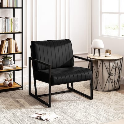 PU Leather Feature Armchair with Metal Frame