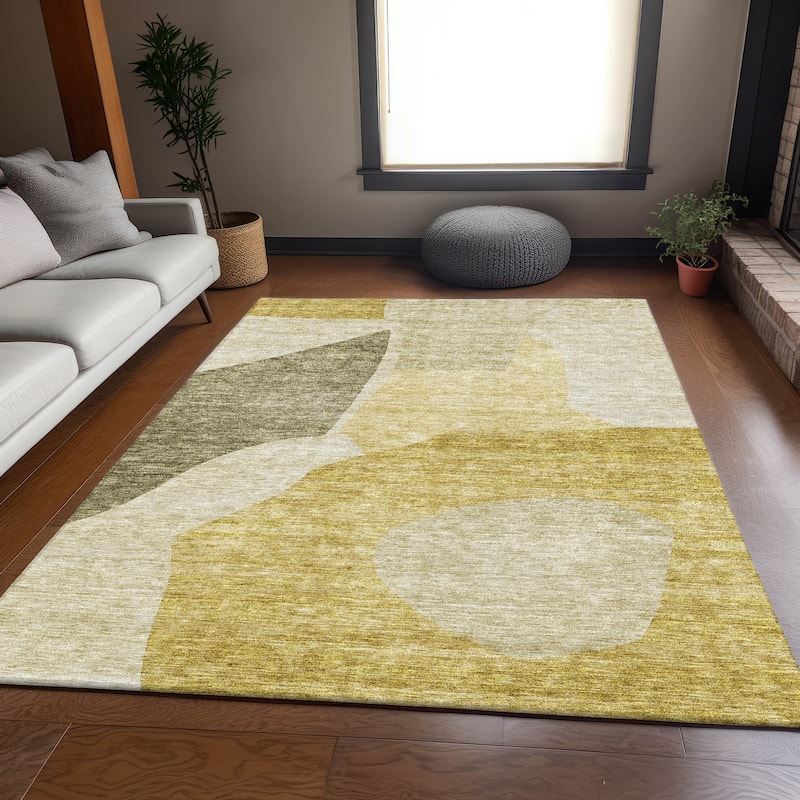 Premium Washable Super Soft Contemporary Geometric Mayfield Rug - Gold - 2' 6" x 3' 10" - Rectangle