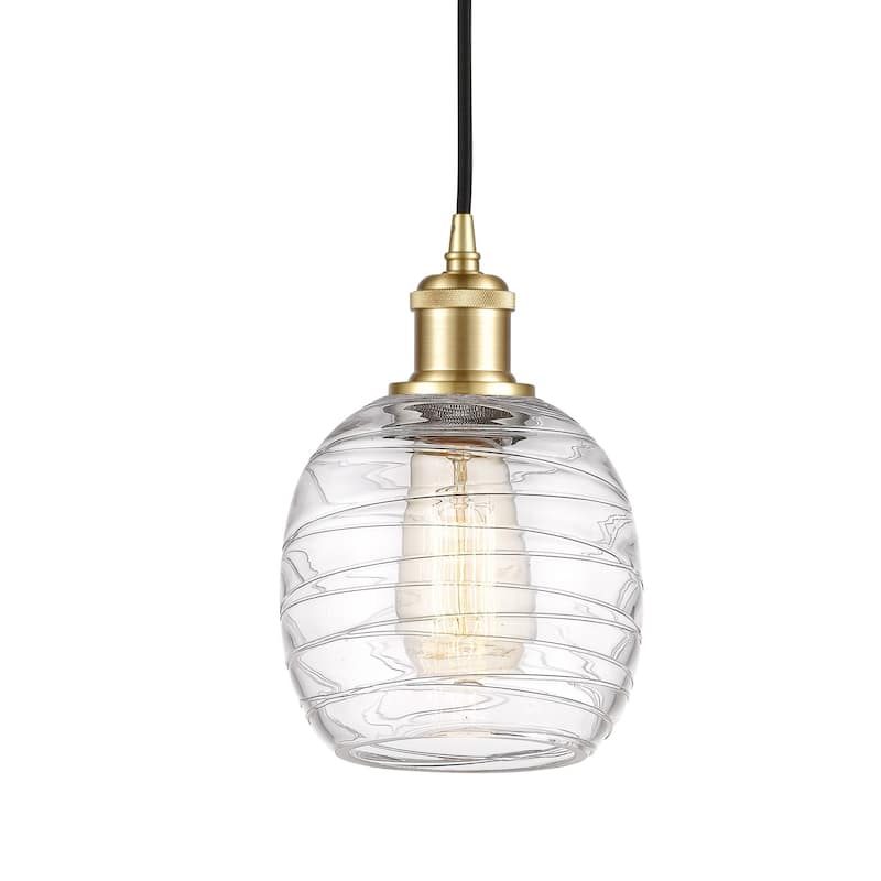 Innovations Lighting 516-1P-9-6 Belfast Pendant Belfast 6" Wide Mini - Deco Swirl / Satin Gold