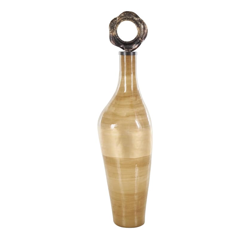 Glass Brushed Ombre Living Room Decorative Jars with Speckled Gold and Bronze Ring Top - Light Brown - Roche River Decor