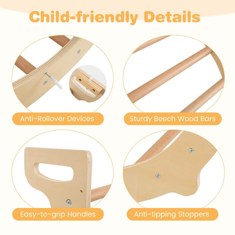 Costway Kids Climbing Arch Sensory Table Montessori Wooden Climber Toy - as pic shows - See Details