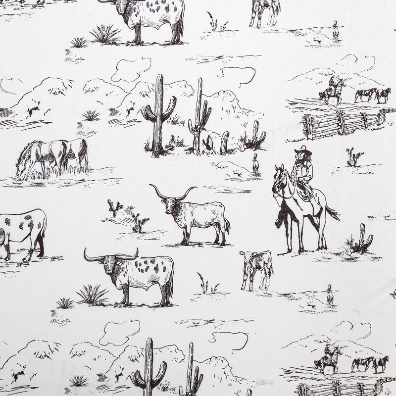 Paseo Road Ranch Life 200TC Cotton Western Rustic Cowboy Animal Toile 4 Piece Sheet Set