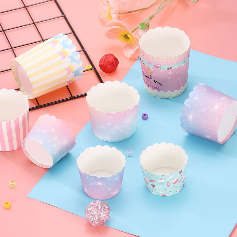 100Pcs Paper Baking Cups Cupcake Muffins Liner Wrappers Gradient