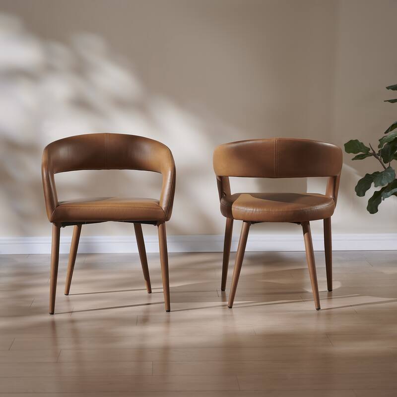 Jovego Mid-Century Modern Dining Chairs Set Of 2 – Black PU Upholstery, Metal Frame