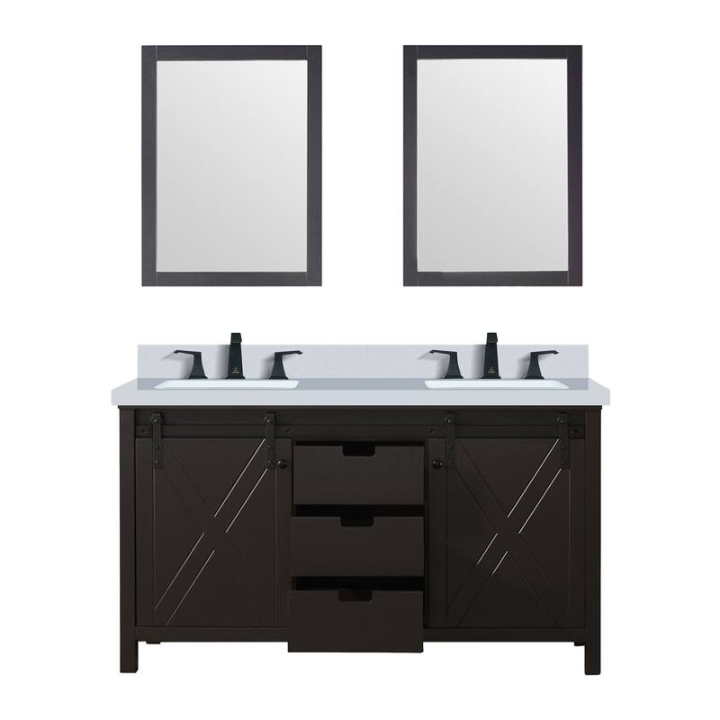 Marsyas Bath Vanity, Cultured Marble Countertop, Faucet Set and Mirrors