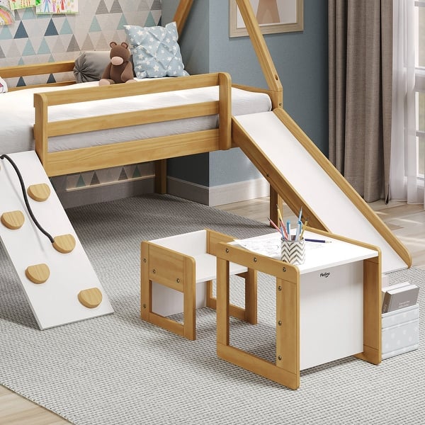 slide 2 of 9, P'kolino Klick Duo Desk - Natural/White Brown