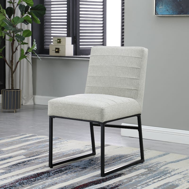 HomePop Channeled Upholstery Dining Chair on metal frame -Single Pack - GrayWoven Sustainable