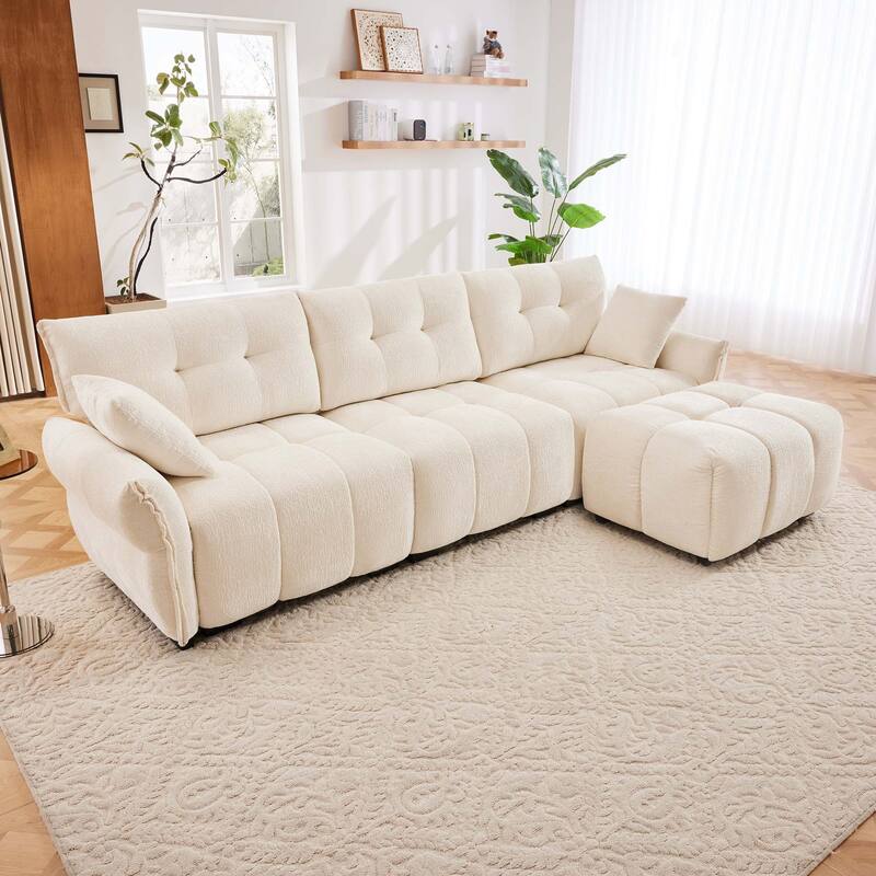 110.2" Chenille Sectional Sofa with High-Resilience Cushions