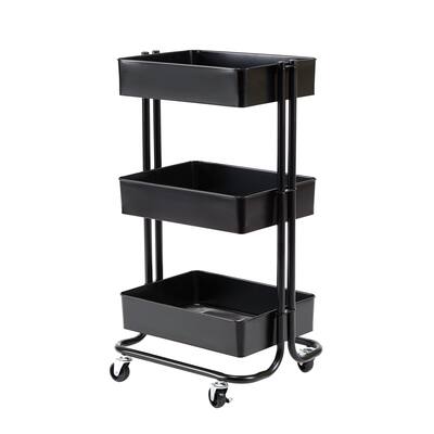 Seville Classics 3-Tier Rolling Steel Storage Bin Utility Cart with Wheels