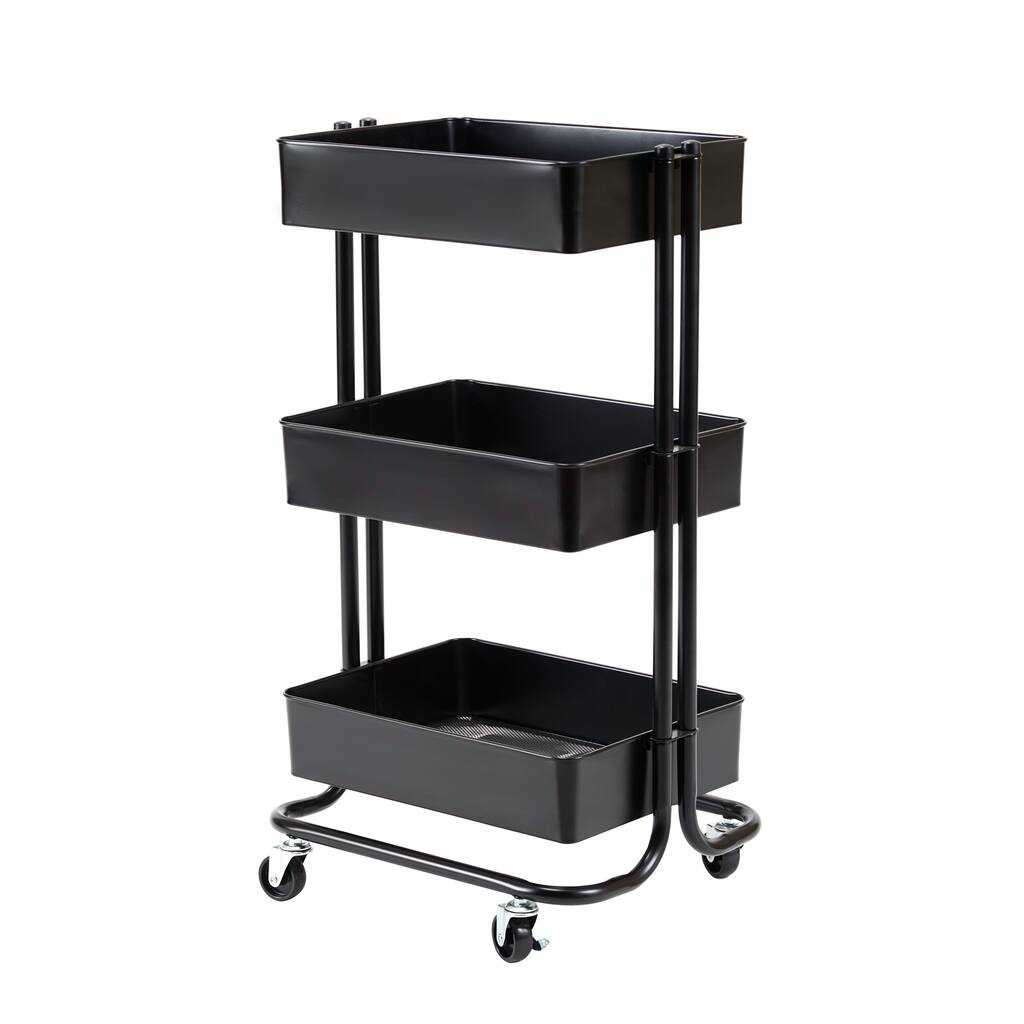 Seville Classics 3-Tier Rolling Steel Storage Bin Utility Cart with Wheels
