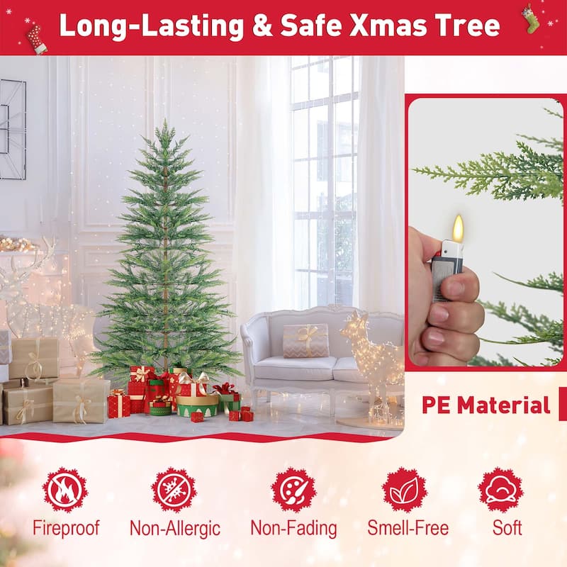 Costway 6.5 FT/7.5FT Pre-Lit Christmas Tree Hinged with 470/612 PE