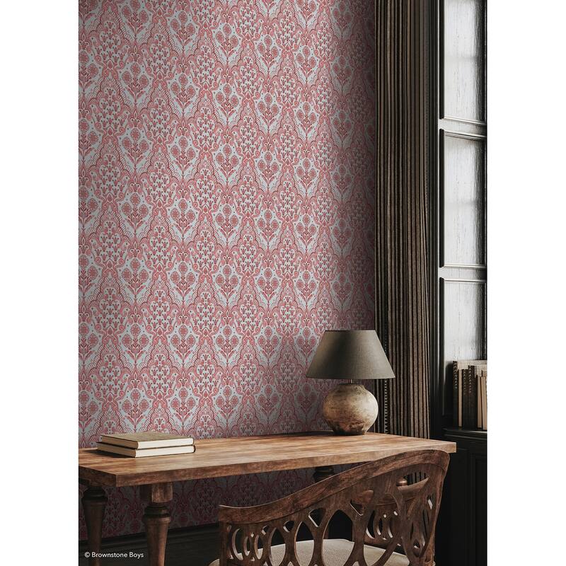 NuWallpaper Brownstone Boys Brownstone Blooms Brick and Sky Peel and Stick Wallpaper - N/A
