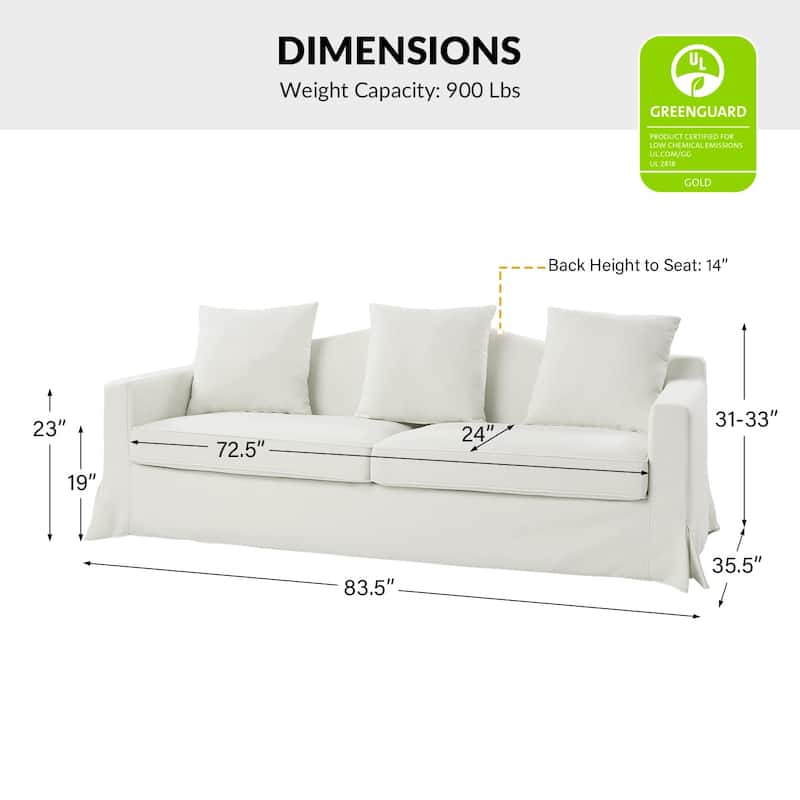 Antonio Transitional 83.5" Slipcovered Sofa with Curved Back by HULALA HOME