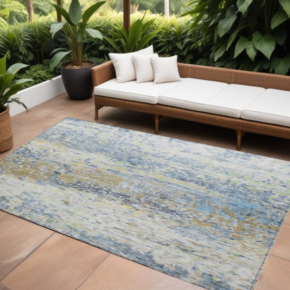 HomeRoots Abstract Transitional Rectangle Outdoor Rug