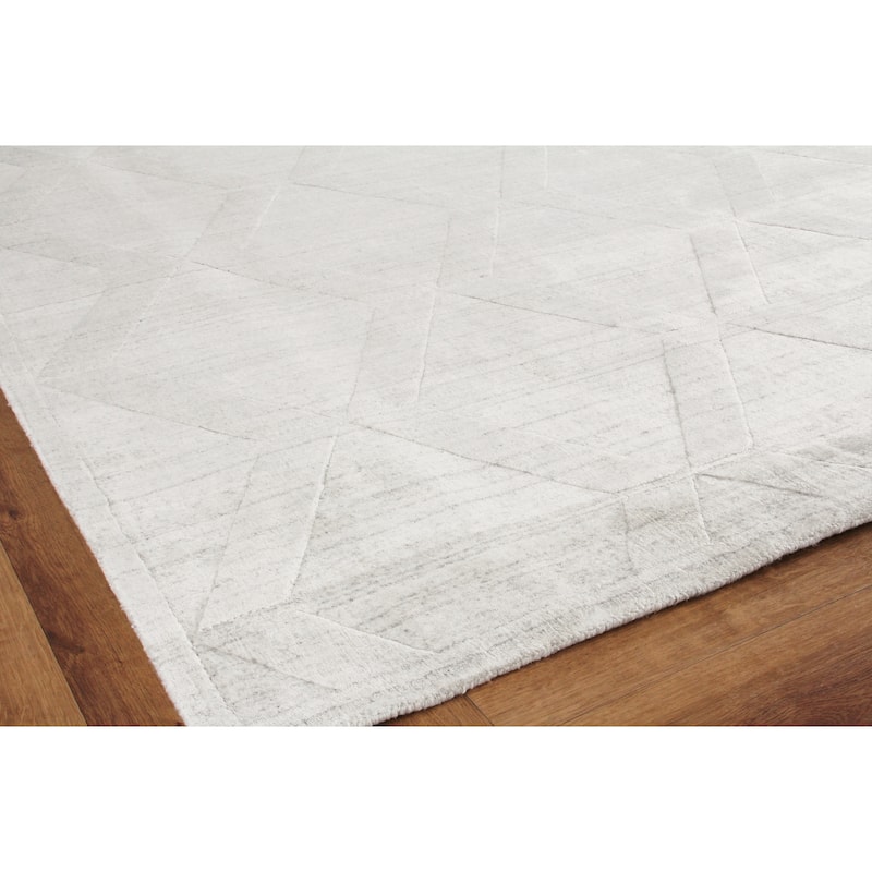 EXQUISITE RUGS Castelli Hand-loomed Bamboo Silk/Wool Ivory Area Rug.
