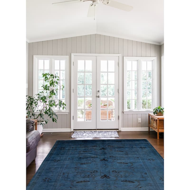 ECARPETGALLERY Hand-knotted Vibrance Navy Wool Rug - 9'0 x 12'0