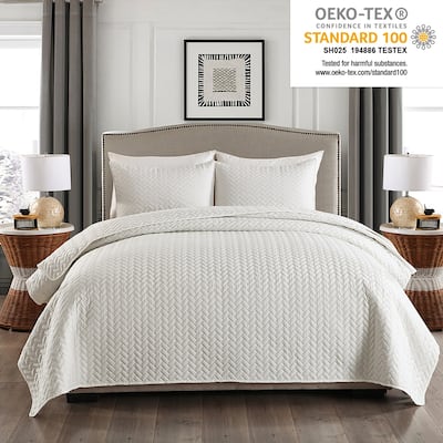 3-piece Fashionable Solid Embossed Quilt Set Bedspread Cover