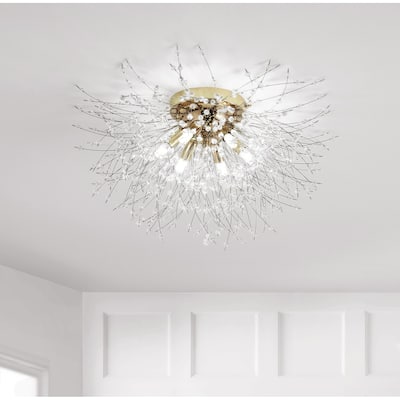 Modern Romantic Crystal Dandelion Deisgn Flush Mount Lighting Fixture