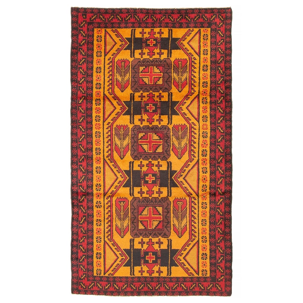 ECARPETGALLERY Hand-knotted Baluch Burnt Orange Wool Rug - 3'6 x 6'4