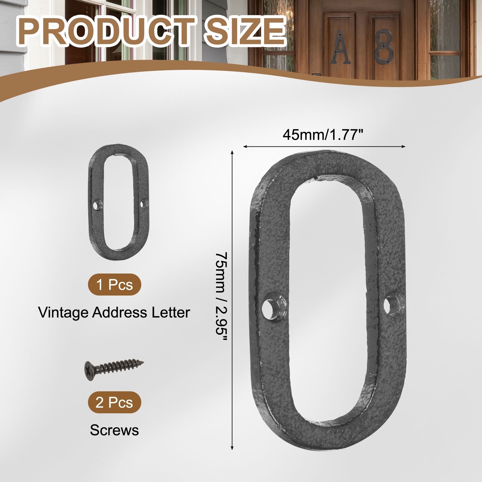 House Numbers and Letters, Cast Iron Metal Vintage Address Letters for Outside for Apartment Office Hotel Room Signs - Black