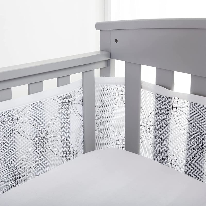 BreathableBaby Breathable Mesh Liner for Full-Size Cribs, Deluxe 4mm Mesh (Size 4FS Covers 3 or 4 Sides) - White Links