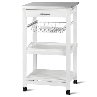 Rolling Kitchen Trolley Storage Basket And Drawers Cart - 18.5" x 14.5" x 33" ( L x W x H )