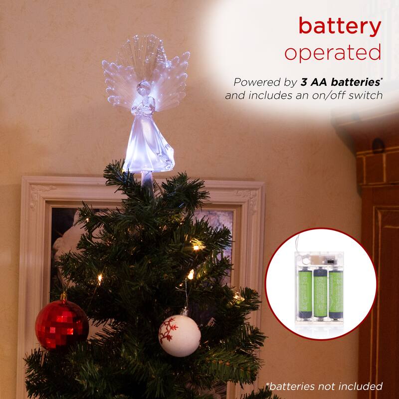 Alpine Corporation Angel Tree Topper with Fiber Optic Wings and LED Light