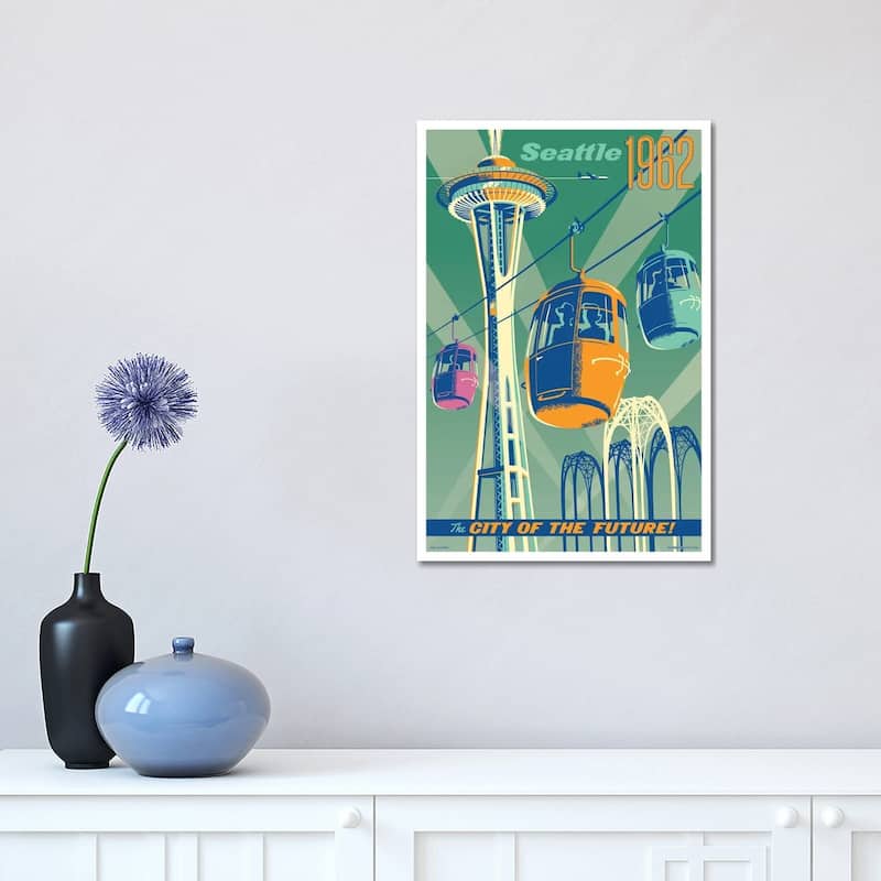 iCanvas "Seattle 1962 Travel Poster" by Jim Zahniser Canvas Print - 18x12x1.5