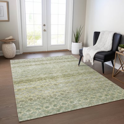 Machine Washable Indoor/ Outdoor Ombre Geo Chantille Rug