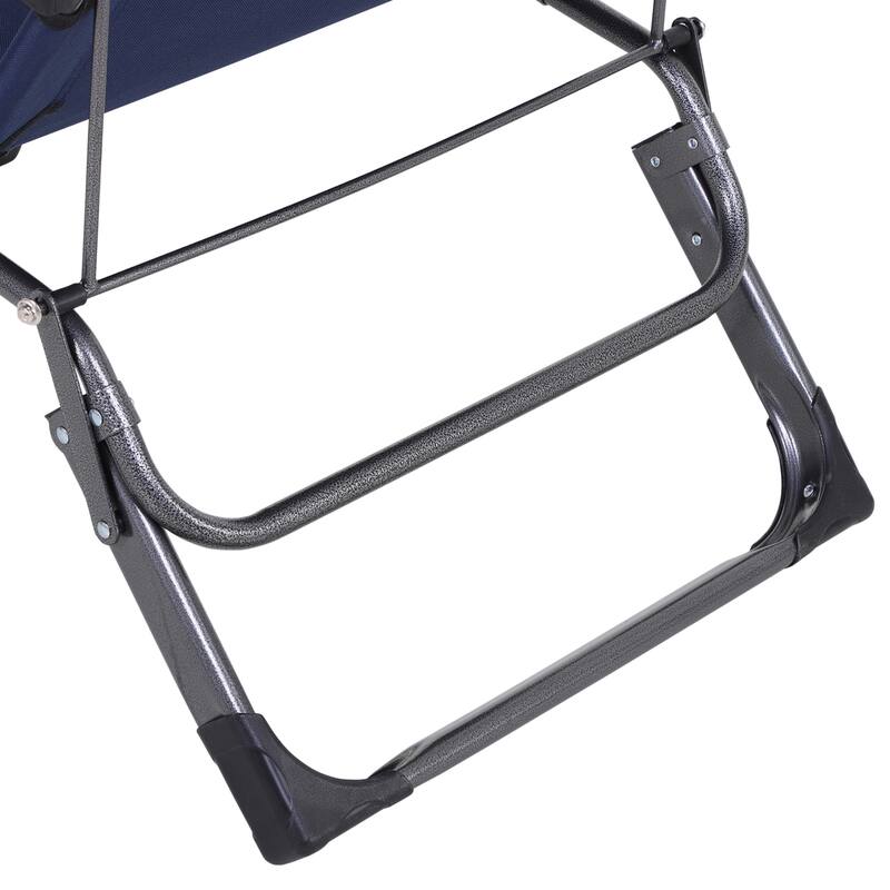 2-in-1 Foldable Sun Lounger Camping Chair with Adjustable Backrest, Headrest and Pocket for Poolside Patio